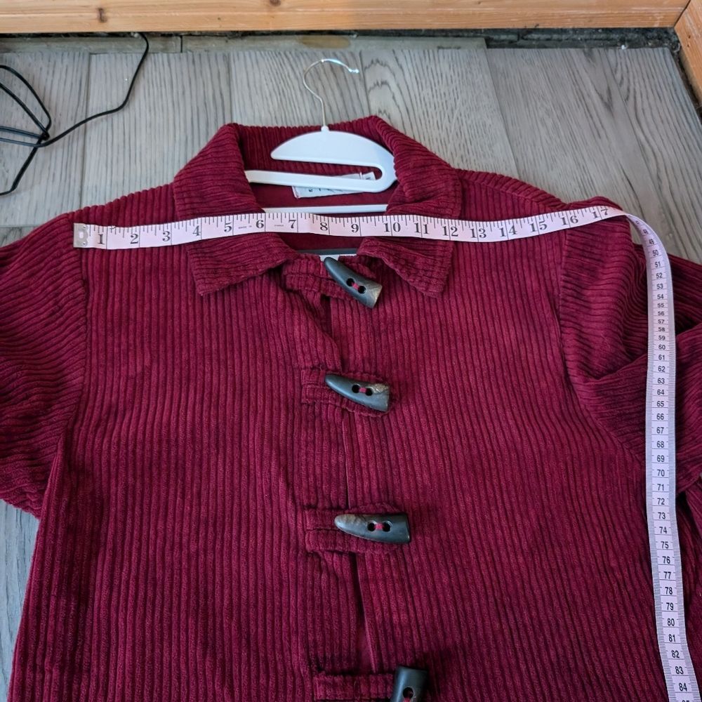 Willow Corduroy Jacket Toggle Collared Maroon Siz… - image 7